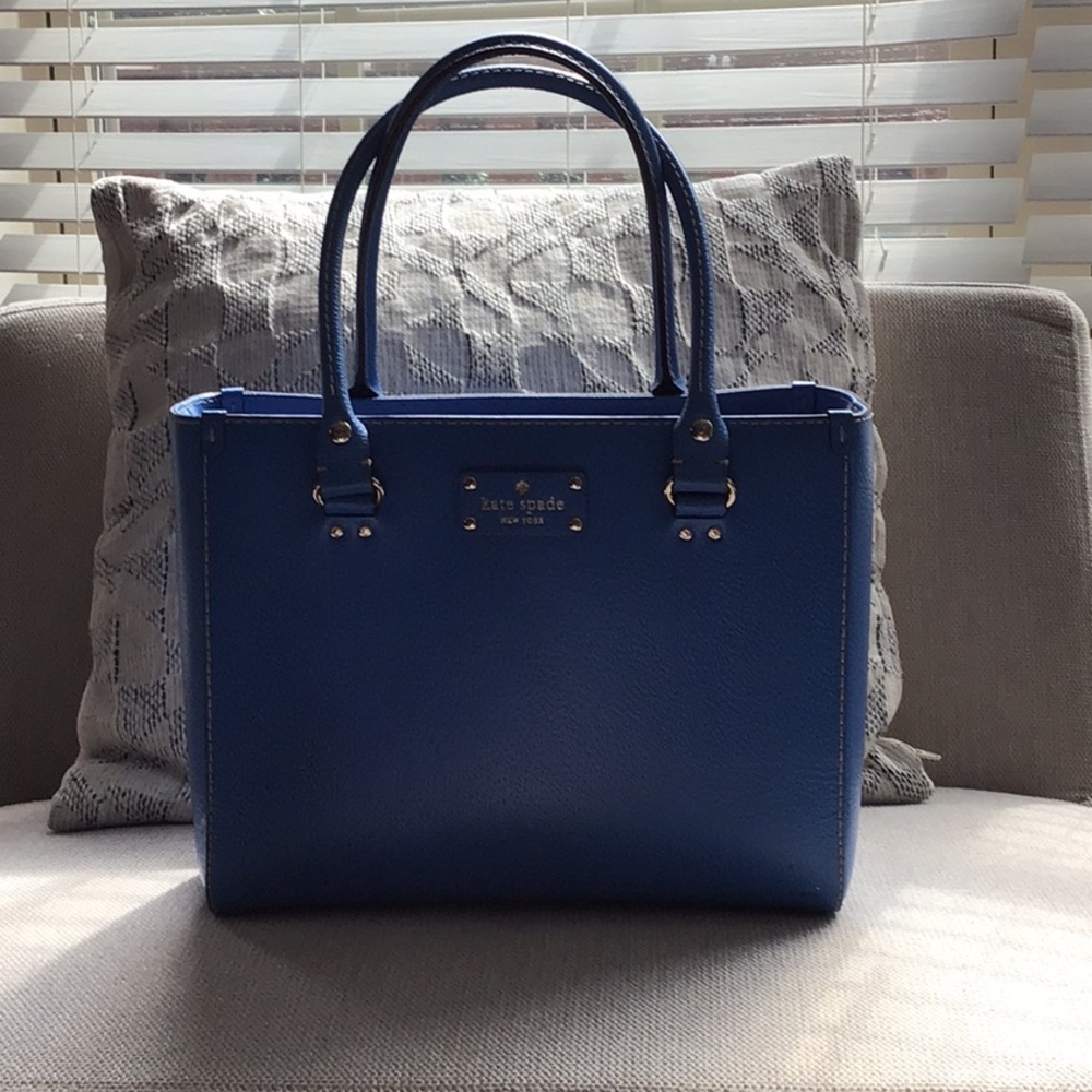 Classic top handle blue leather Kate Spade